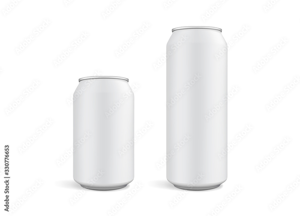 big and small white cans isolated on white background mock up big and small white cans isolated on white background mock up