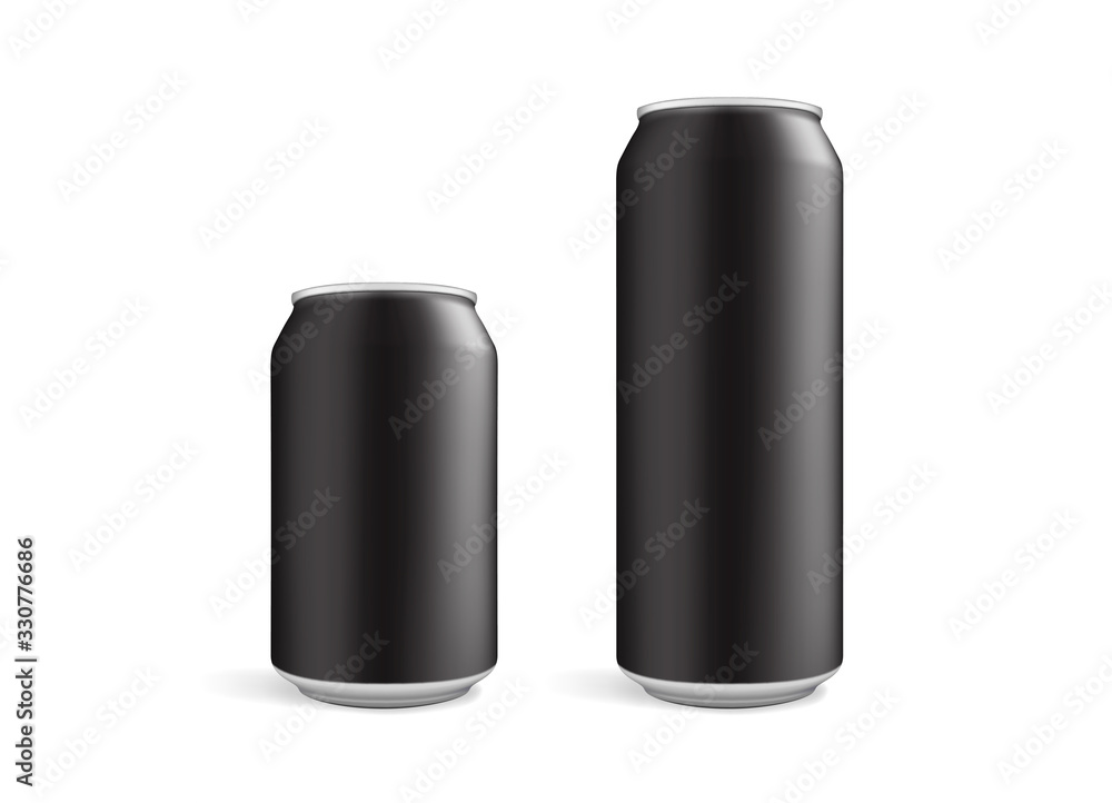 big and small black cans isolated on white background mock up big and small black cans isolated on white background mock up