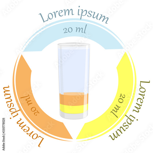 Three ingredients in cocktail john collins. Vector illustration