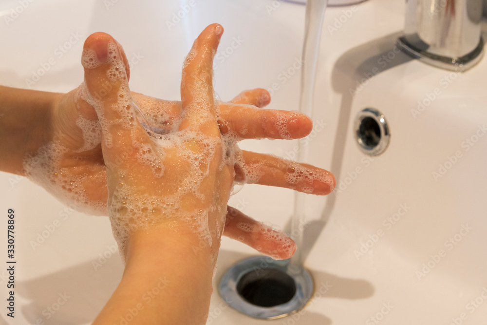 Fototapeta premium Be careful when washing your hands