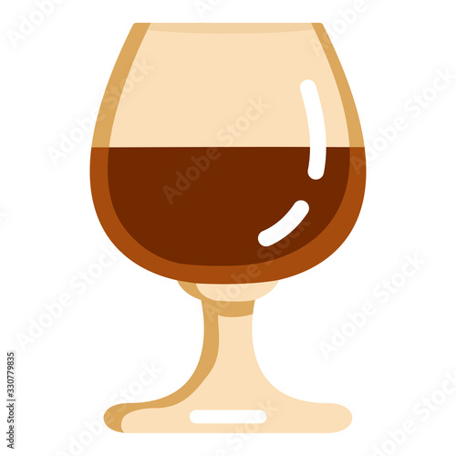 Vector Color Flat Icon - Cognac Glass