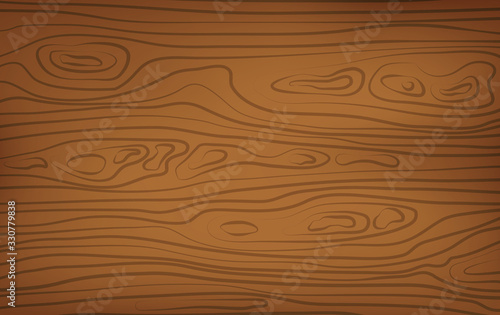 Brown horizontal wooden cutting, chopping board, table or floor surface. Wood texture. Vector illustration