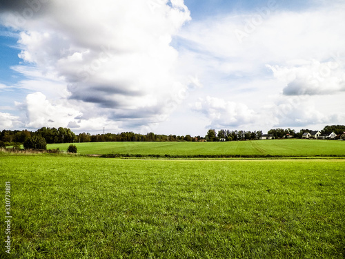 Green field in the Kashubian countryside. Poland.