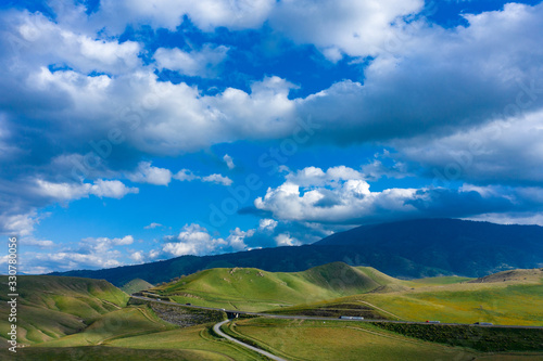 Drone view of mountains on a cloudy day in Arvin California