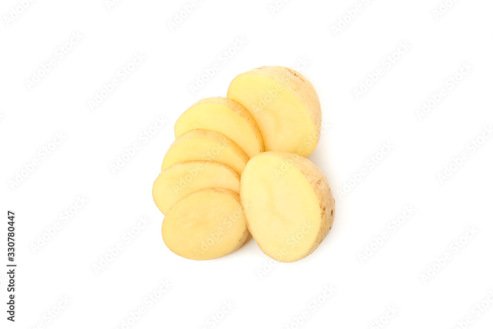 Ripe young potato isolated on white background Ripe young potato isolated on white background