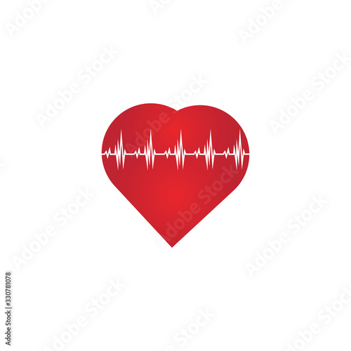 Heart rate icon - health monitor. Red Heart Rate.Blood pressure vector icon  heart cheering cardiogram  good health logo  healthy pulse flat symbol  medical pulsometer element.