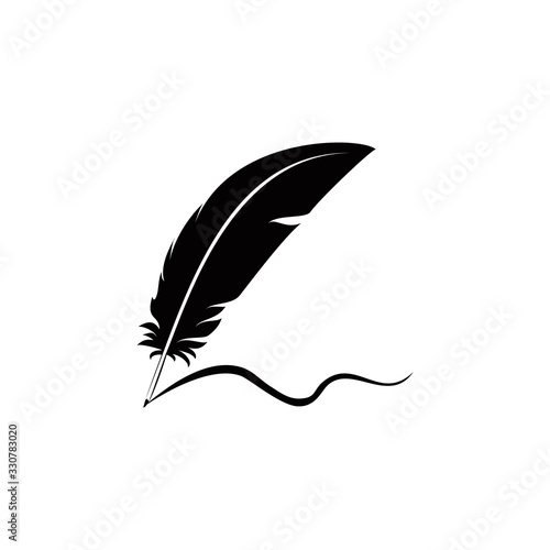 feathers and signature logo icon design vector