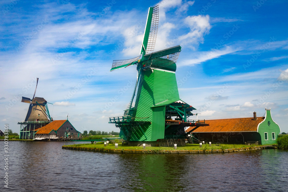 Dutch Windmills, Zaanse Schans near Amsterdam, Netherlands