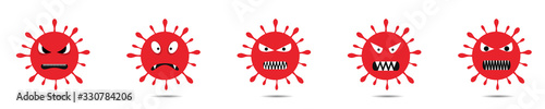 Red coronavirus monster set
