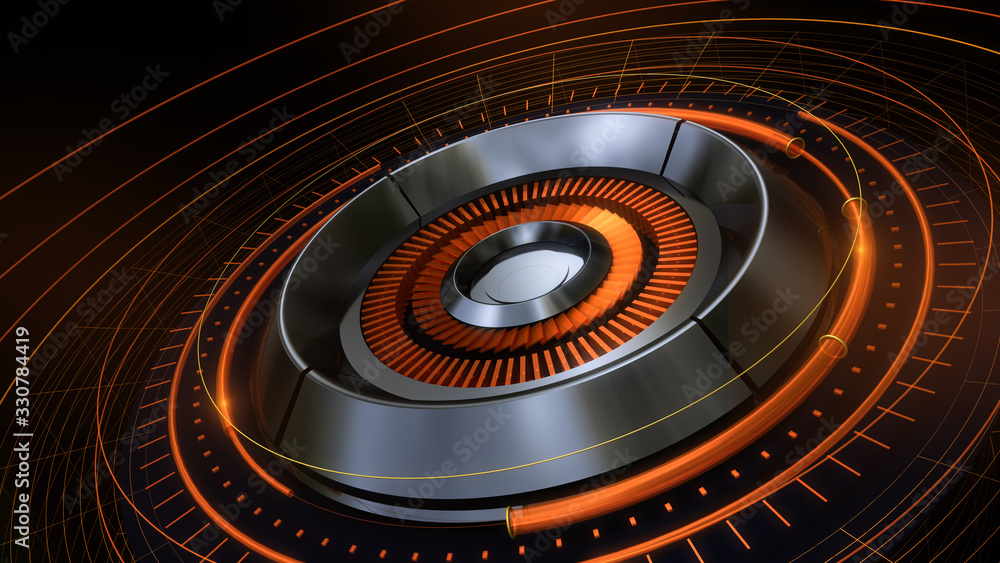 Futuristic Sci Fi Circle orange Glowing,Abstract Background,3D Rendering.  Illustration Stock | Adobe Stock