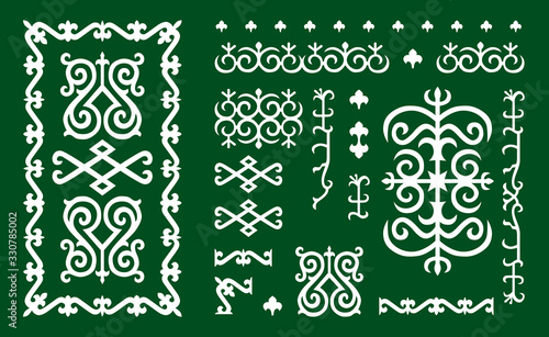 Chechen traditional ornament elements.  .Vector Illustration set.
