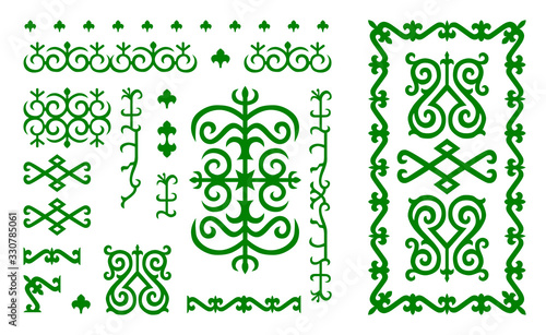 Chechen traditional ornament elements.  .Vector Illustration set.