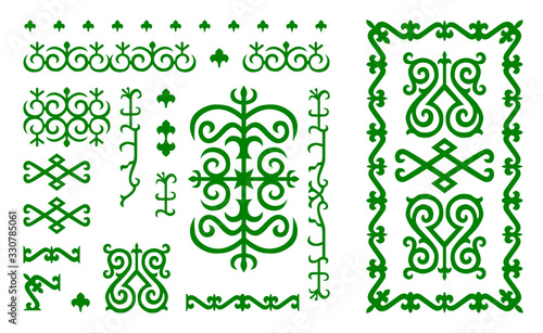 Chechen traditional ornament elements. .Vector Illustration set.