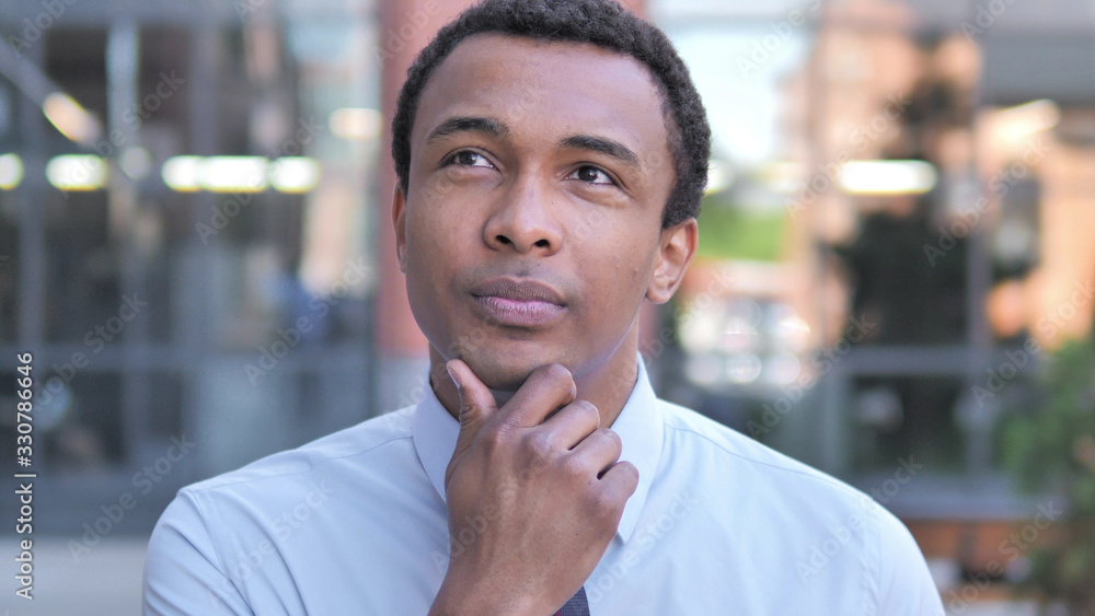 Outdoor African Businessman Thinking New Idea Outdoor African Businessman Thinking New Idea