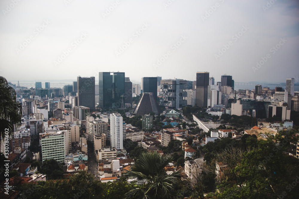 Fototapeta premium High viewpoint over the city centre and Lapa district of Rio de Janeiro, Brazil