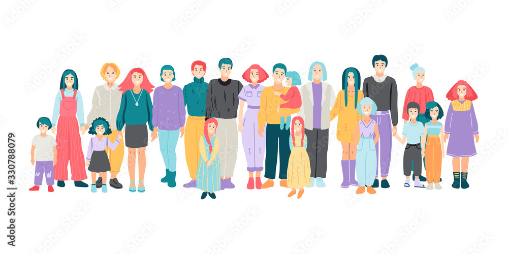Group of people isolated on white. Vector illustration