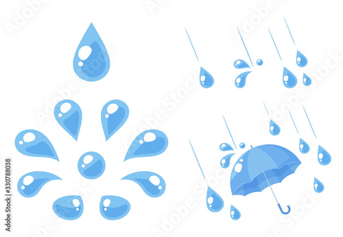 雨粒のイラスト素材セット