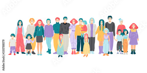 Group of people isolated on white. Vector illustration