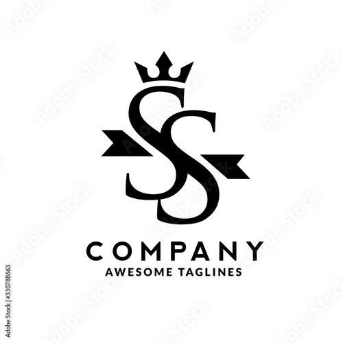 elegant initial letter ss with crown logo vector, Creative Lettering Logo Vector Illustration.