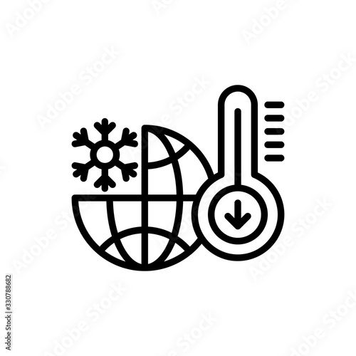 Lowering Temperature  Line Vector Icon Style Illustration.