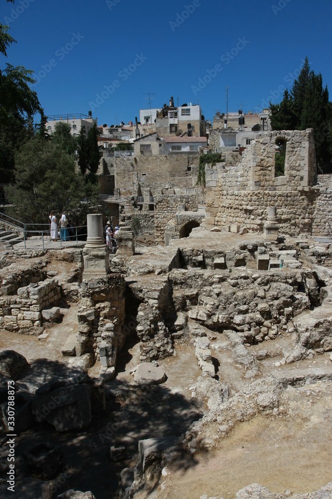 Bethesda - sheep baths, from which today remains the ruins, from the history of the New Testament. Jerusalem, Israel.