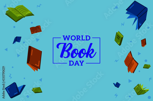 Book Sale Background Banner in Flat Style Cool Colors with Confetti
