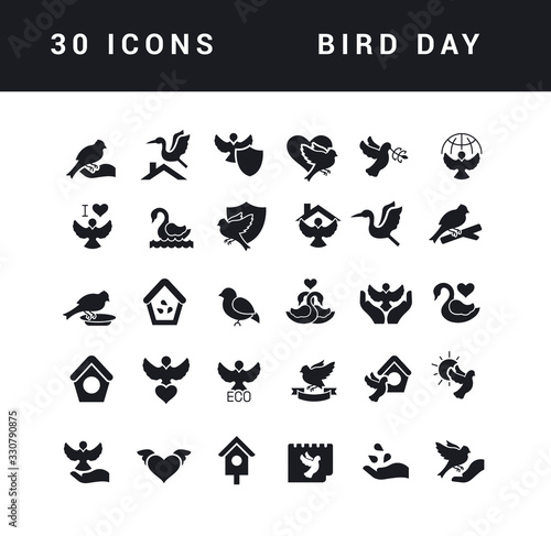 Vector Simple Icons of Bird Day