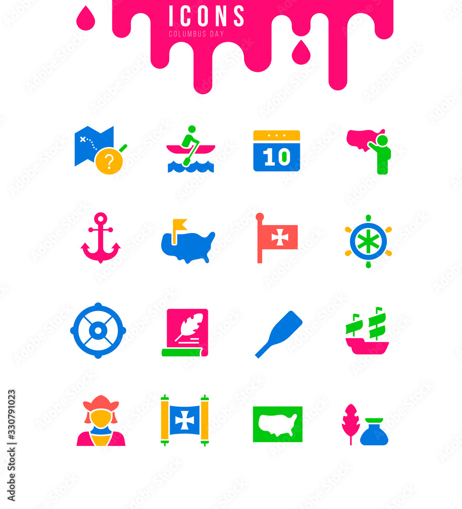 Set of Simple Icons of Columbus Day Set of Simple Icons of Columbus Day