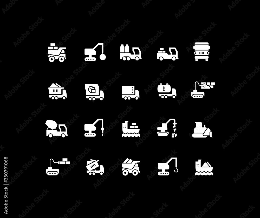 Set of Simple Icons of Construction Transport Set of Simple Icons of Construction Transport