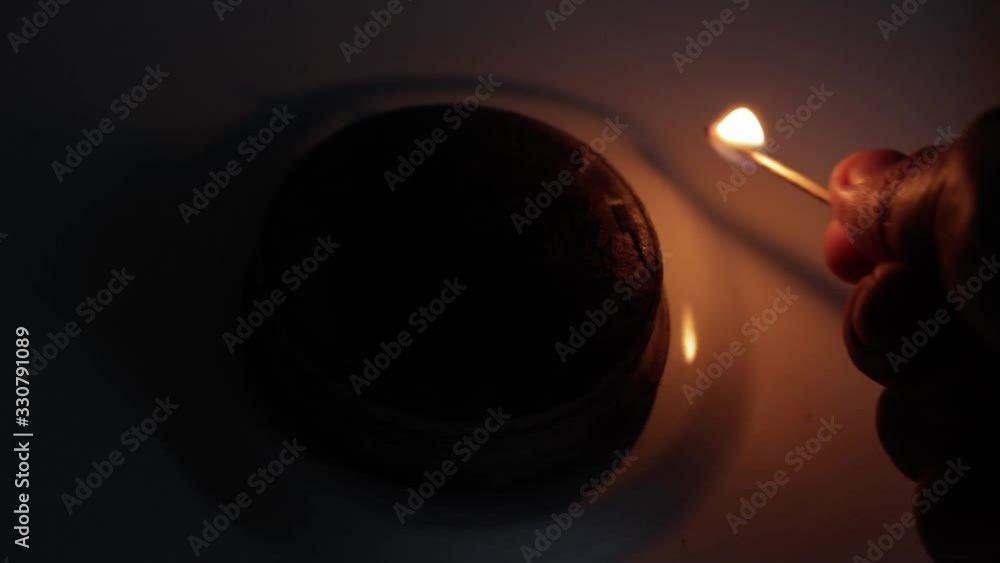 Igniting with wooden chopsticks matches with gas old burner at home in the kitchen. Problems with propane gas. Lack of fuel. Does not want to turn on Igniting with wooden chopsticks matches with gas old burner at home in the kitchen. Problems with propane gas. Lack of fuel. Does not want to turn on