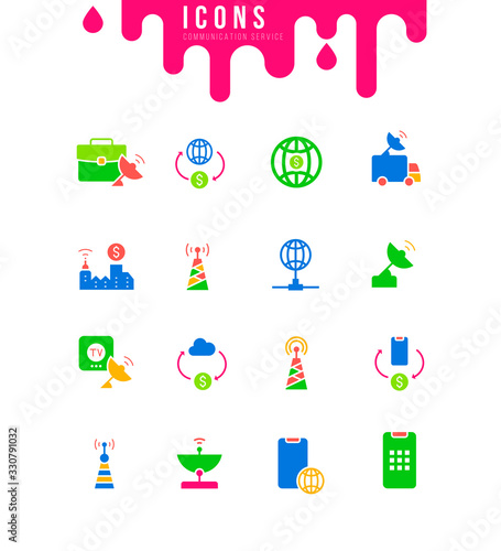 Set of Simple Icons of Communication Service