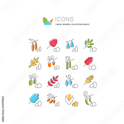 Set Vector Line Icons of Groats