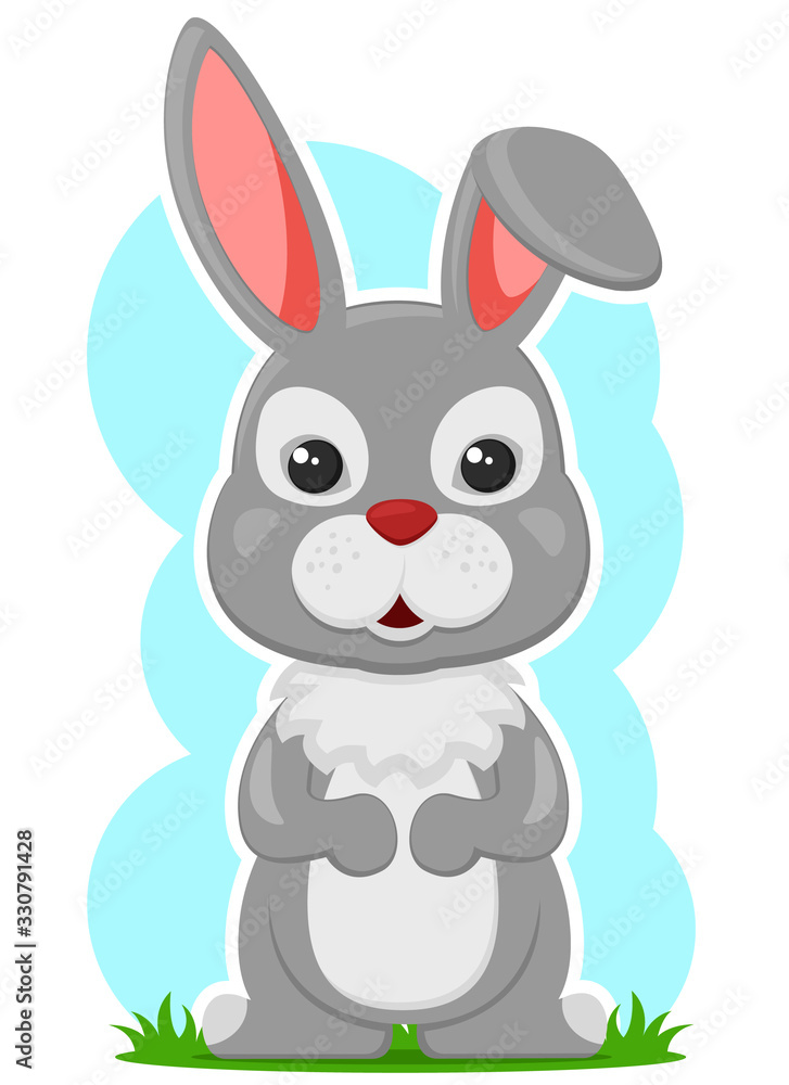 Hare stands on its hind legs. Easter character on a white background. Hare stands on its hind legs. Easter character on a white background.