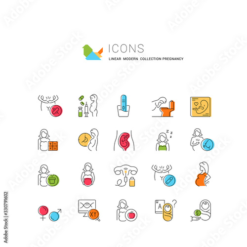 Set Vector Line Icons of Pregnancy.