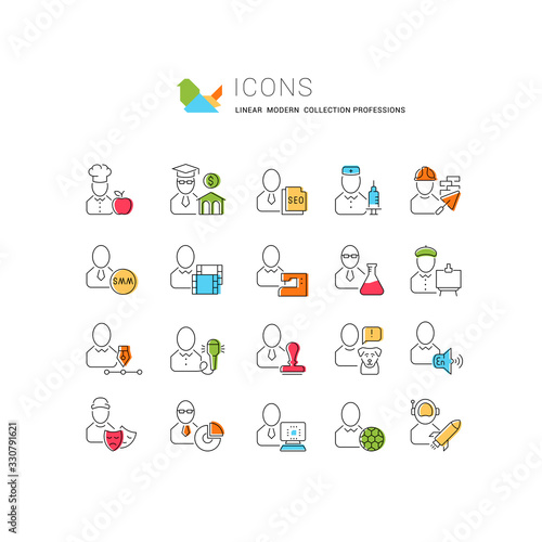 Set Vector Line Icons of Professions.