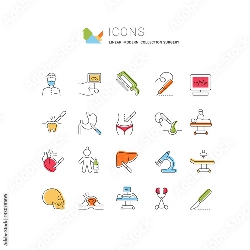 Set Vector Line Icons of Surgery.