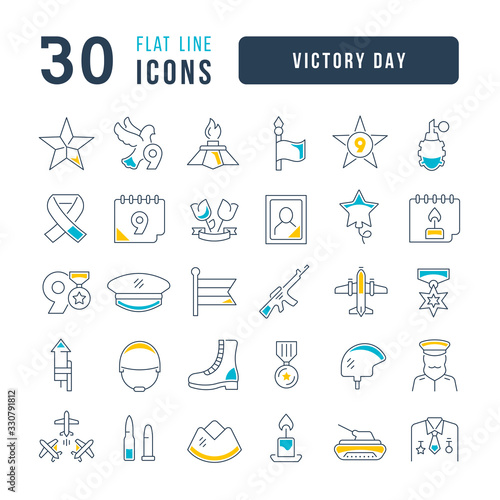 Vector Line Icons of Victory Day