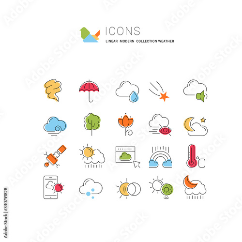 Set Vector Line Icons of Weather.