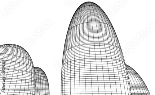 architecture building vector 3d illustration 