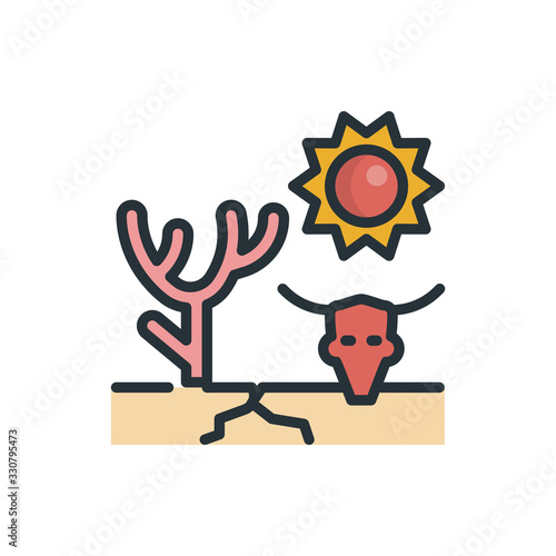 Drought Outline Filled Vector Icon Style Illustration