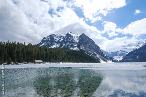 Mount fairview, partly frozen lake, Lake Louise Banff National Park, Alberta Canada © Dasya - Dasya