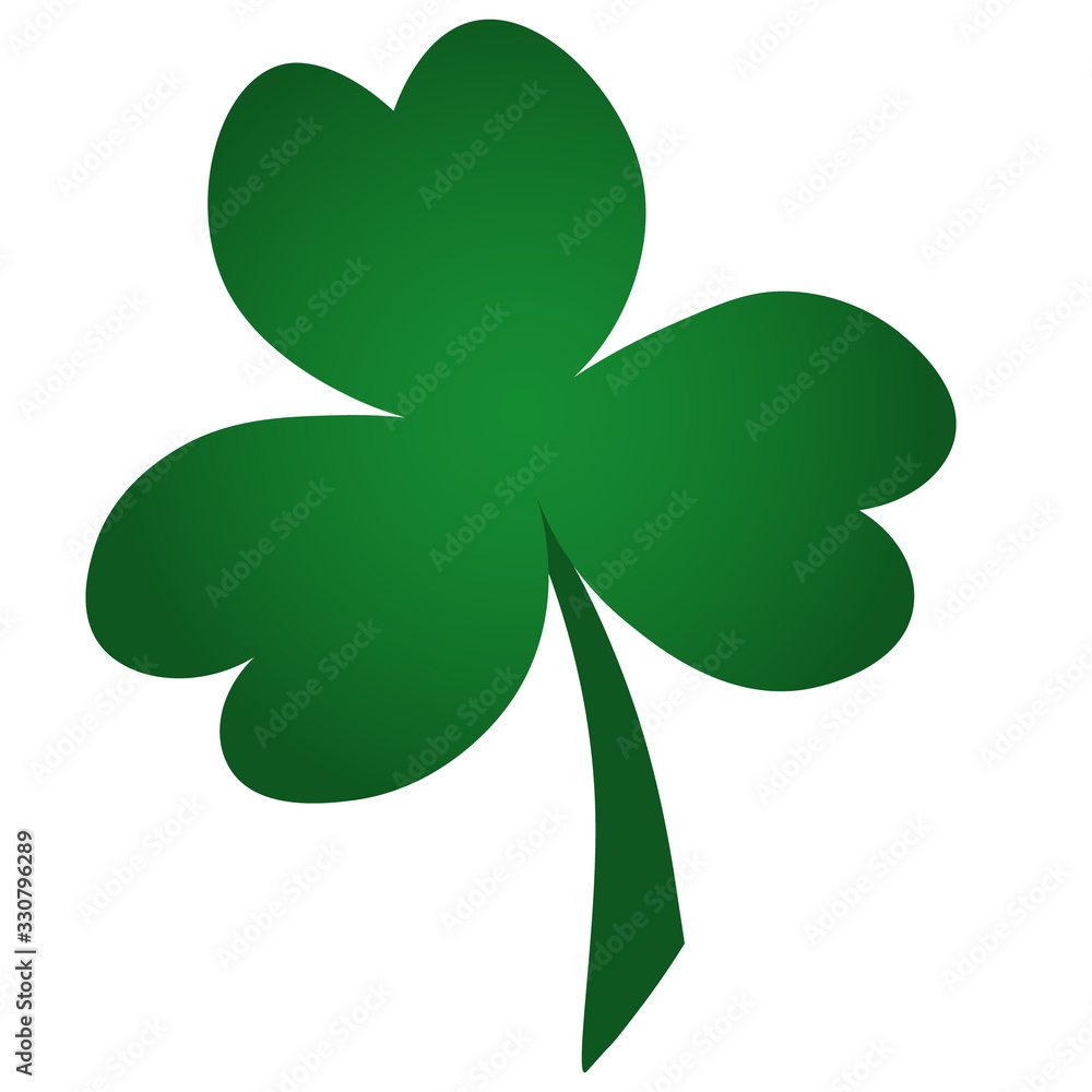 Clover. Trefoil. The white clover leaf is the symbol of Ireland. Colored vector illustration. Isolated background. Three sheets. Flat style. Saint Patrick Day. Green plant. 