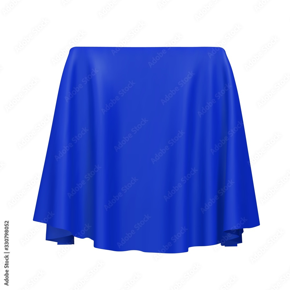 Blue fabric covering a blank template vector illustration Blue fabric covering a blank template vector illustration