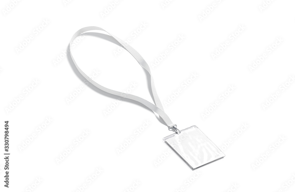 Blank white lanyard with name card mock up, side view Blank white lanyard with name card mock up, side view