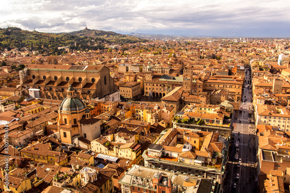 Bologna, Italy, panoramic view from tower