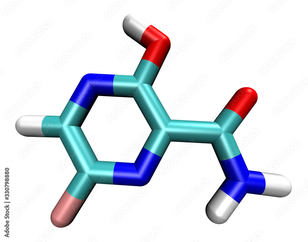 3D structure of antiviral Favipiravir, active against the COVID-19 coronavirus and other RNA viruses 3D structure of antiviral Favipiravir, active against the COVID-19 coronavirus and other RNA viruses
