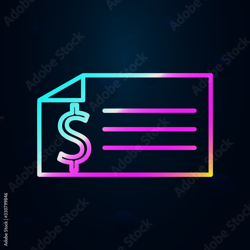 bank check in nolan style icon. Simple thin line, outline vector of finance and chart icons for ui and ux, website or mobile application