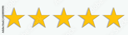 Five stars customer product rating review flat icon for apps and websites.