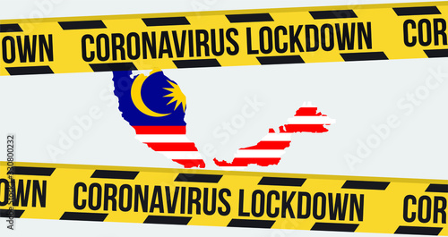 Concept of Malaysia national lockdown due to coronavirus crisis covid-19 disease. Malaysia announce movement control order emergency state restrictions to combat the spread of the virus.
