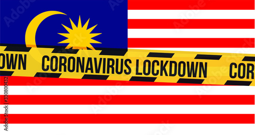 Concept of Malaysia national lockdown due to coronavirus crisis covid-19 disease. Malaysia announce movement control order emergency state restrictions to combat the spread of the virus.